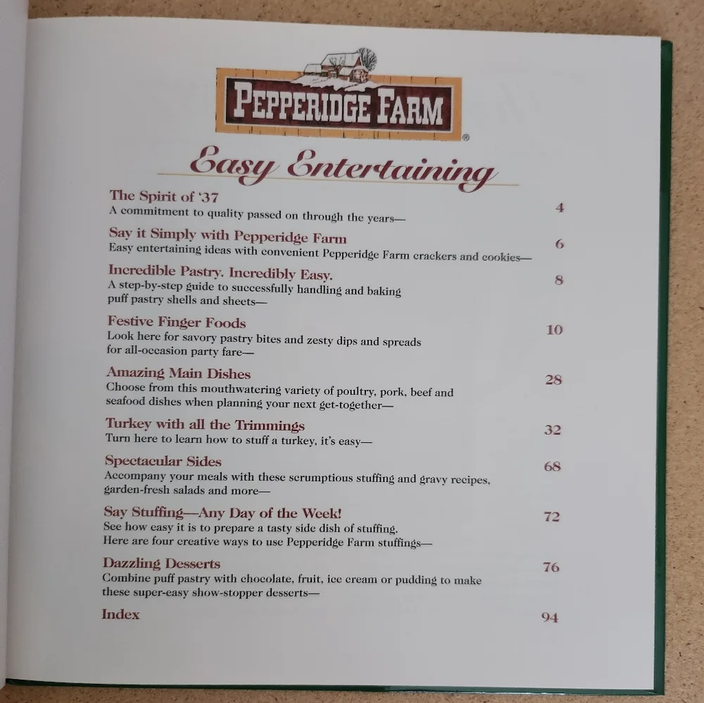 Pepperidge Farm Easy Entertaining Recipes for Family and Friends